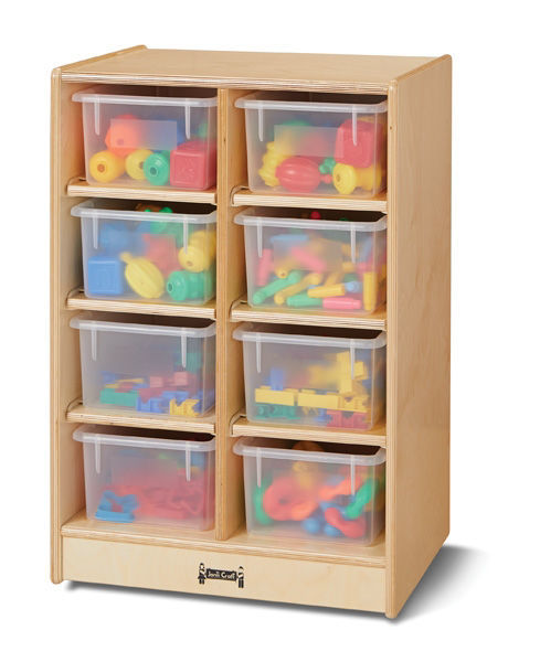 Picture of 8 Cubbie/Tray Mobile Storage unit with Clear Bin.