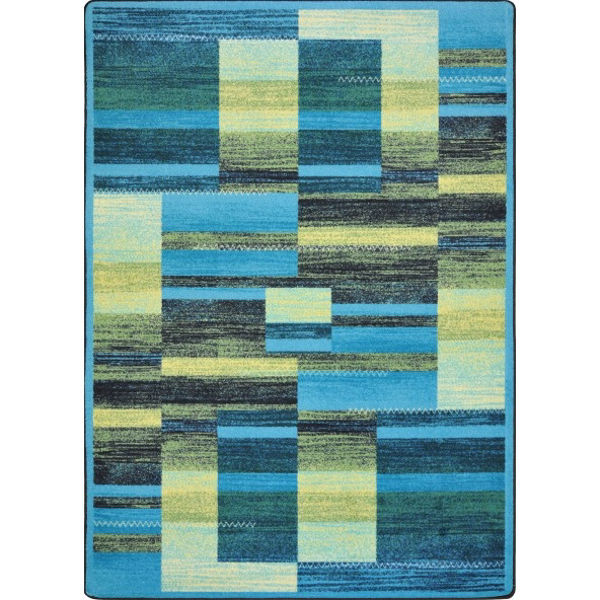 Picture of Boomblox Pattern Teal Rectangle Carpet 5'4"x7'8"