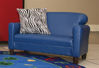 Picture of Blue Vinyl Sofa with wood sides