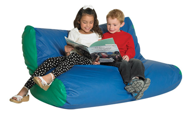 Picture of Blue/Green Double Seat High Back Bean Bag Chair
