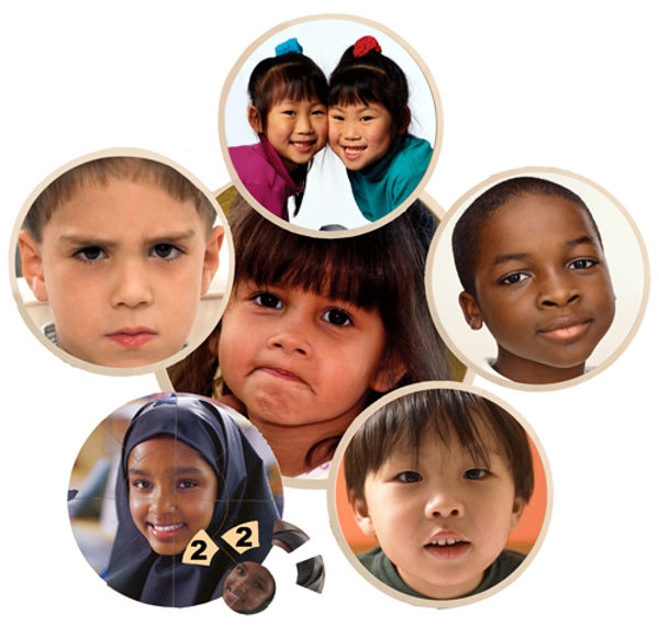 Picture of Children Faces from Around the World - Round wood Puzzle Set of 6