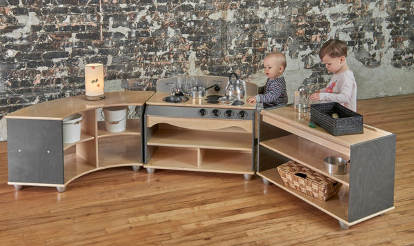 Picture of Modern  Collection Gray Set of 3 Toddler Kitchen Units