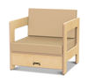 Picture of Tan Chair with wooden base and arms