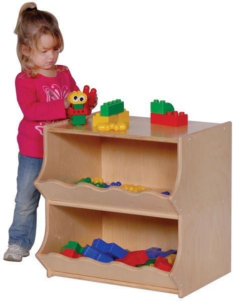 Picture of Toddler Storage Unit with Two Easy Access Bins Birchwood