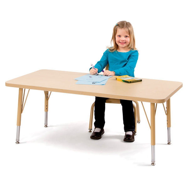 Picture of Rectangle Table Maple top and Maple banding 24" x 36" Adjustable Height 15"-24"