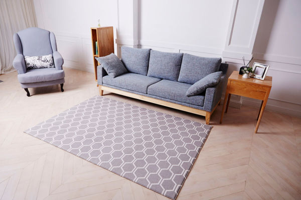 Picture of Play Mat- Double Sided Gray Honeycomb pattern and Minimalist Mountain Pattern