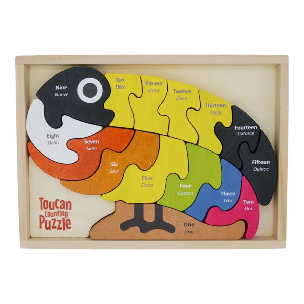 Picture of Toucan Bilingual Wooden Counting Puzzle. Ages 2+