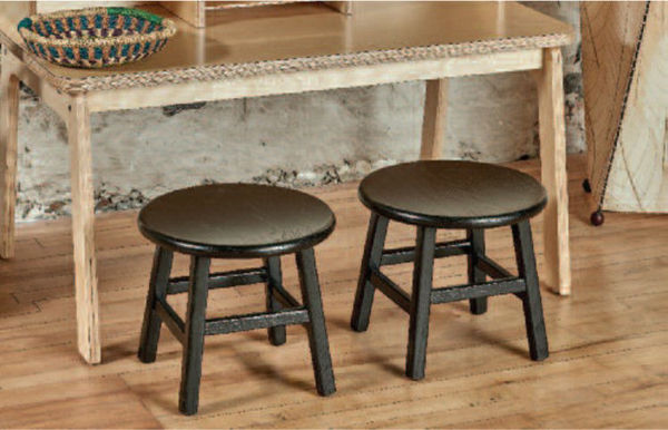 Picture of Black-Stained Wood Stool 12"