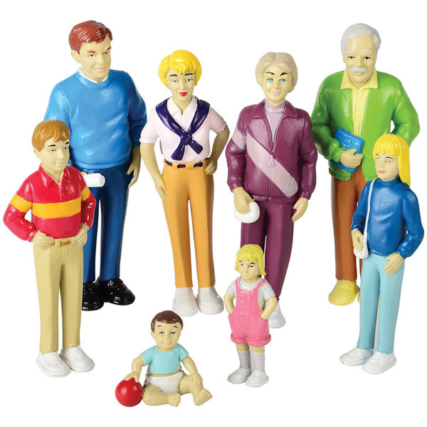 Picture of Pretend Play Family , Caucasian   Set of 8 Figures approx 5" tall bendable