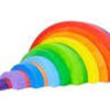 Picture of Stacking Rainbow Wood Block Set of 10 Asymmetrical curves and arches. Ages 2+