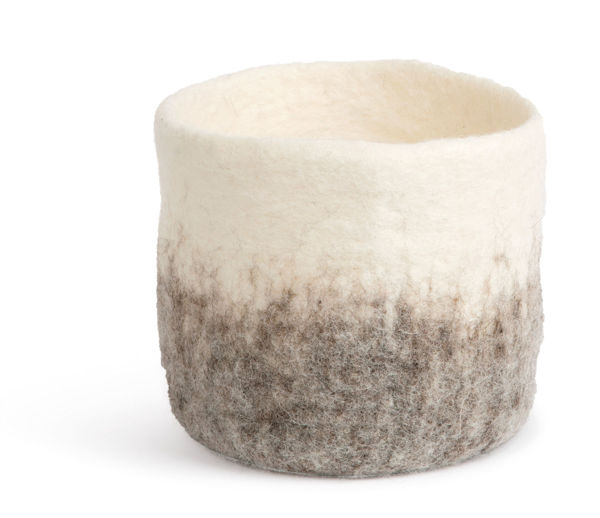 Picture of Felted Wool Basket Dipped Gray color Small Set of 2